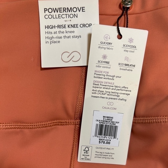 Calia Crop Leggings Women's Powermove Collection High-Rise Apricot size-XL NWT - Picture 5 of 7